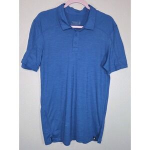 Smartwool Merino Sport 150 Polo Shirt Blue Short Sleeve Wool Blend Men M